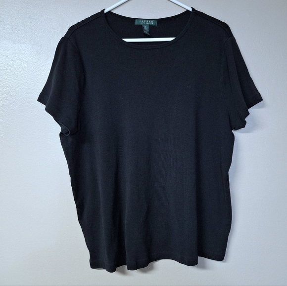Lauren Ralph Lauren Tops - Lauren Ralph Lauren Womens Black Crew Neck T-Shirt Short Sleeve 100% Cotton 2XL
